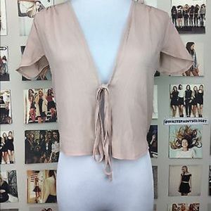 Pale pink tie shirt, brandy Melville
